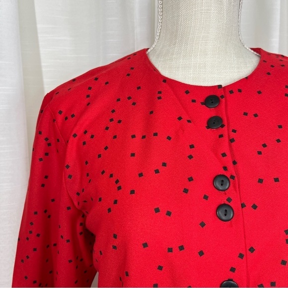 Vintage long sleeve peplum square dots blouse - Picture 4 of 8